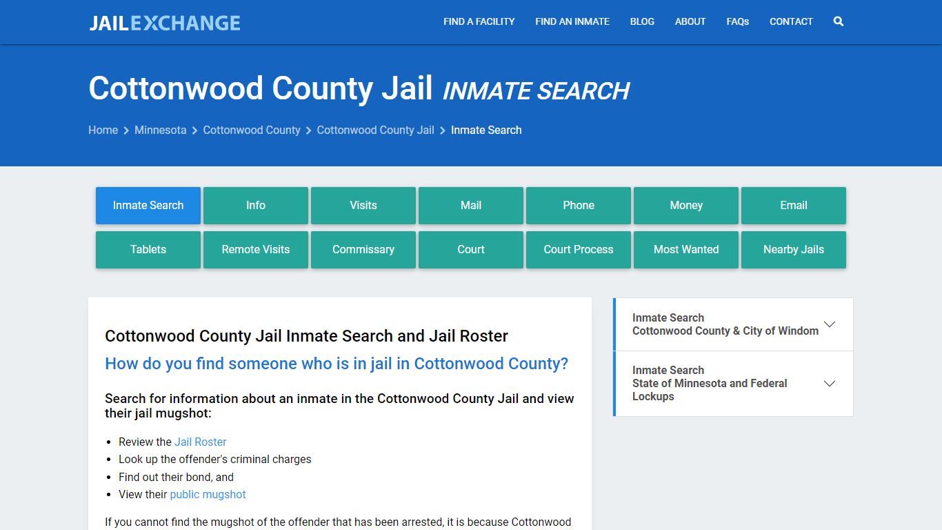 Inmate Search: Roster & Mugshots - Cottonwood County Jail, MN